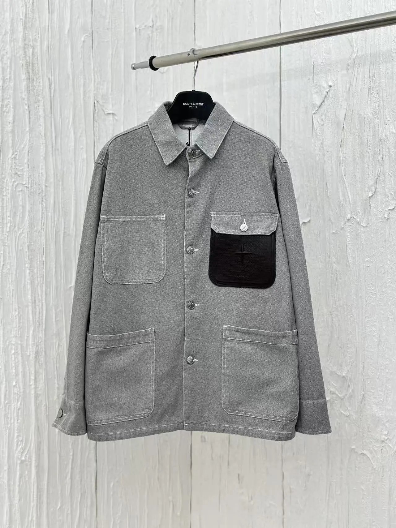 Saint Laurent Denim Workwear Jacket Gray - 5