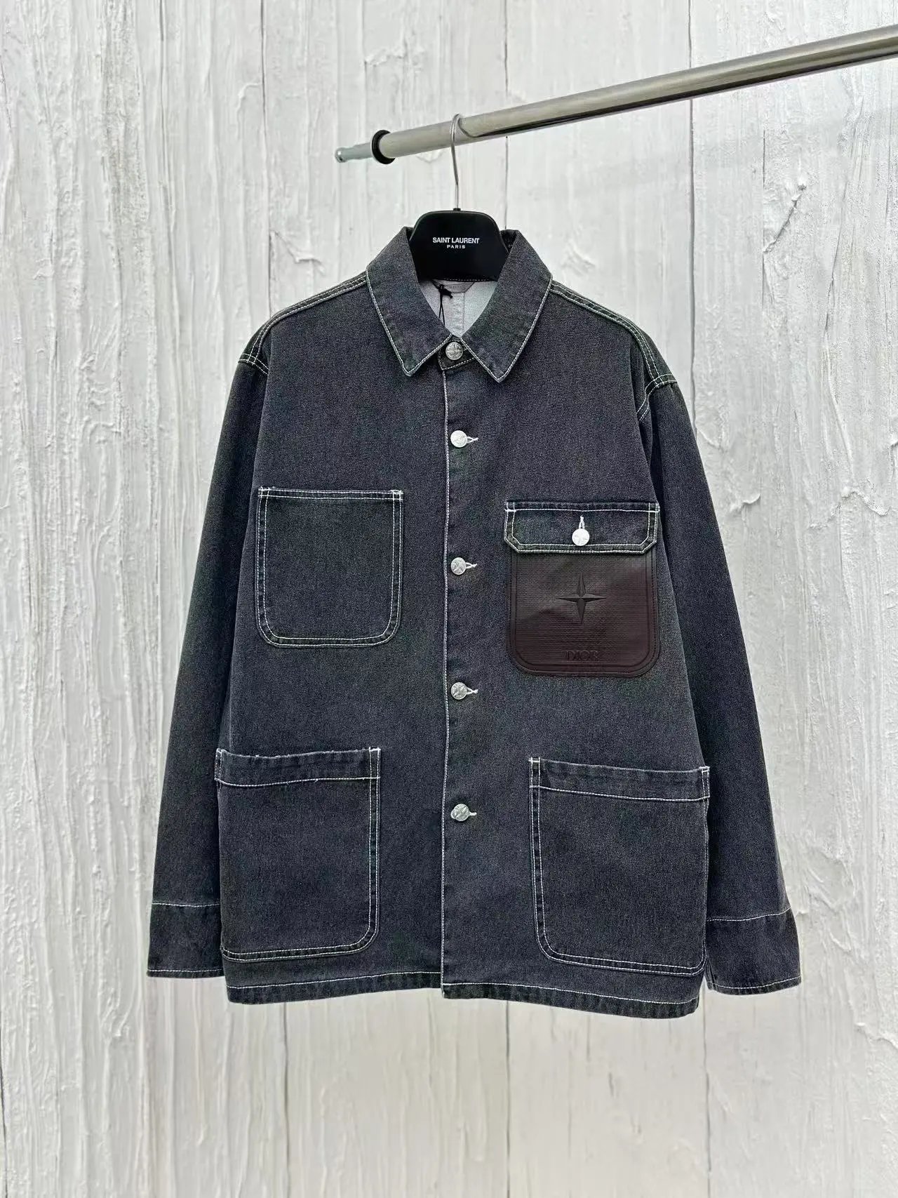 Saint Laurent Denim Workwear Jacket Gray - 15
