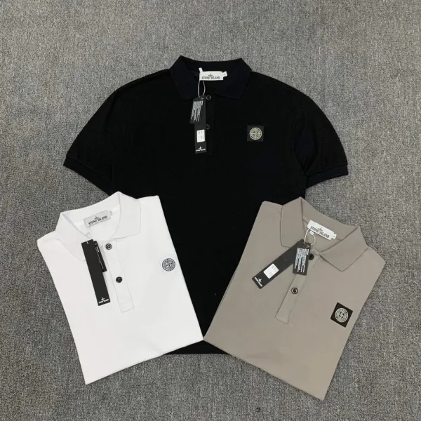 Stone Island Classic Polo Navy with White Trim - 9
