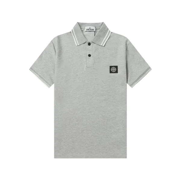 Stone Island Logo Patch Polo Gray - 1