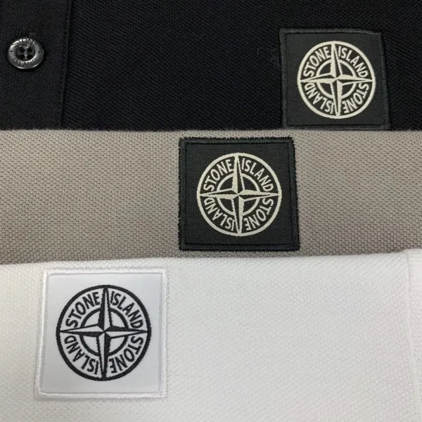 Stone Island Classic Polo Navy with White Trim - 8