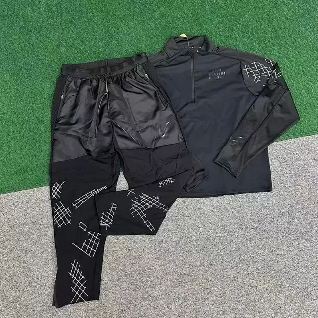 Unbranded Shirts Quarter-Zip Long-Sleeve Athletic Top with Grid Print product detail image 1