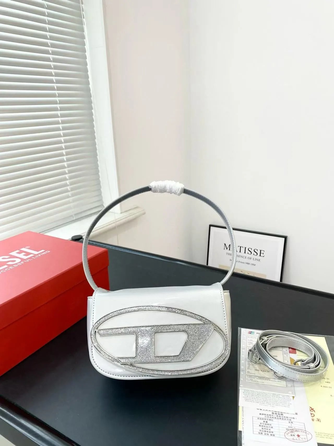 Diesel 1DR White Silver Glitter