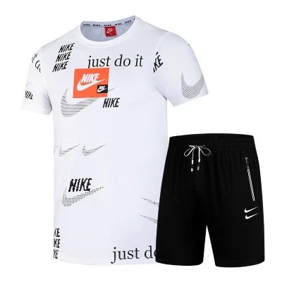 Nike Just Do It Graphic Print T-Shirt and Shorts Set White/Black