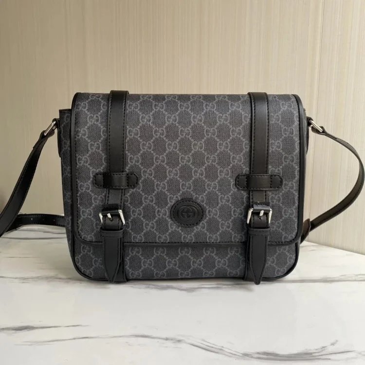 Gucci GG Marmont Messenger Bag Gray Monogram Crossbody Bag