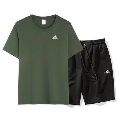 Adidas Matching Sets Short-Sleeve T-Shirt and Shorts Set — AD238001 Olive Green