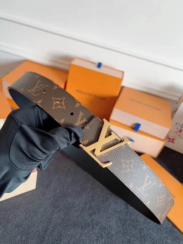 Louis Vuitton LV Initiales Belt Monogram Canvas Brown Leather Belt