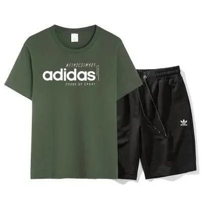 Adidas Matching Sets Short-Sleeve T-Shirt and Shorts Set — AD238059 Olive Green