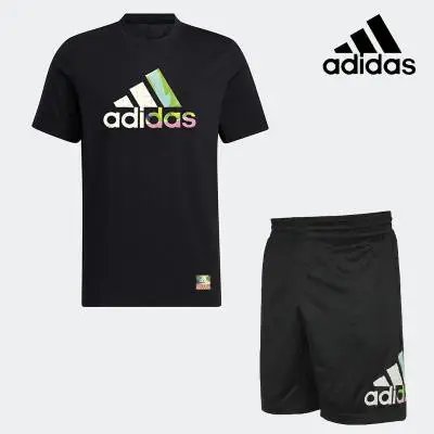 adidas Matching Sets Short-sleeve T-shirt and shorts set — ADGH6725 GH6723 Black