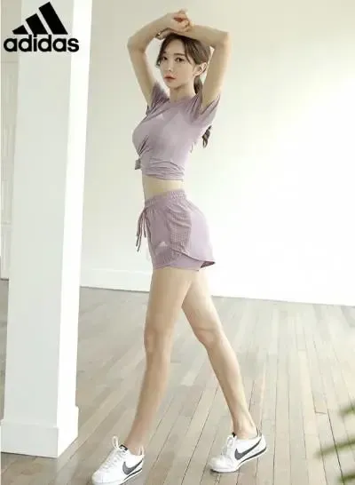 Adidas Originals Cropped Top and Shorts Set Lavender Activewear - 1