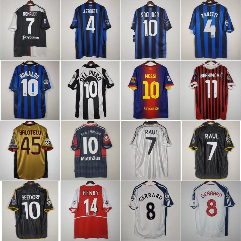 Soccer Jersey Collection with Player Names and Numbers