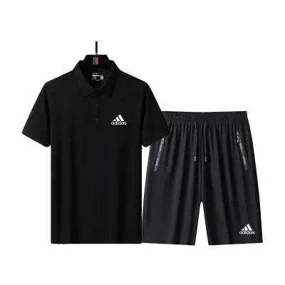 Adidas Polo Shirt and Shorts Set Black Activewear - 1