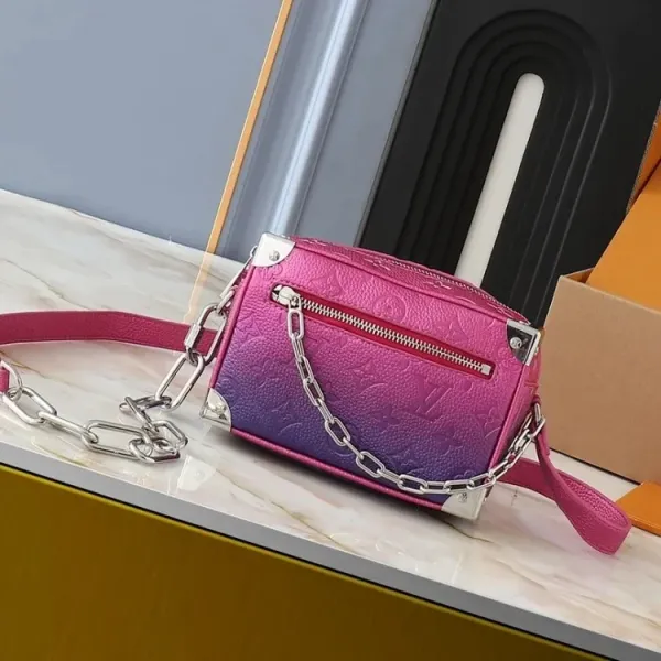 Louis Vuitton Petite Malle Chain Bag Gradient Pink Purple Crossbody Bag - 1