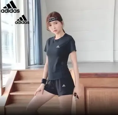 Adidas Performance T-Shirt and Shorts Set Black Activewear - 1