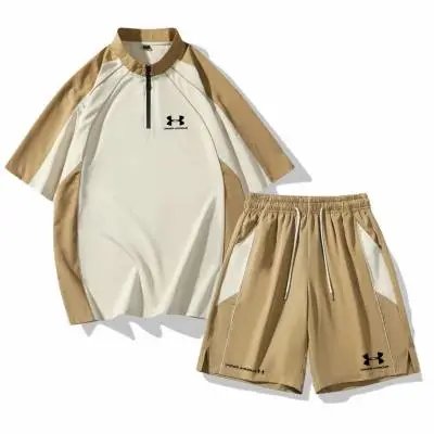 Under Armour Performance Half-Zip Top and Shorts Set Beige - 1