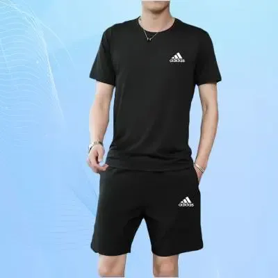 Adidas Originals Black Logo T-Shirt and Shorts Set - 1
