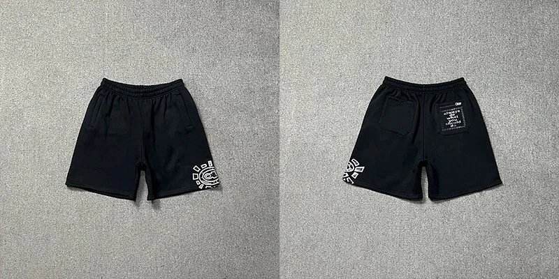 Corteiz Logo-Embroidered Black Sweat Shorts