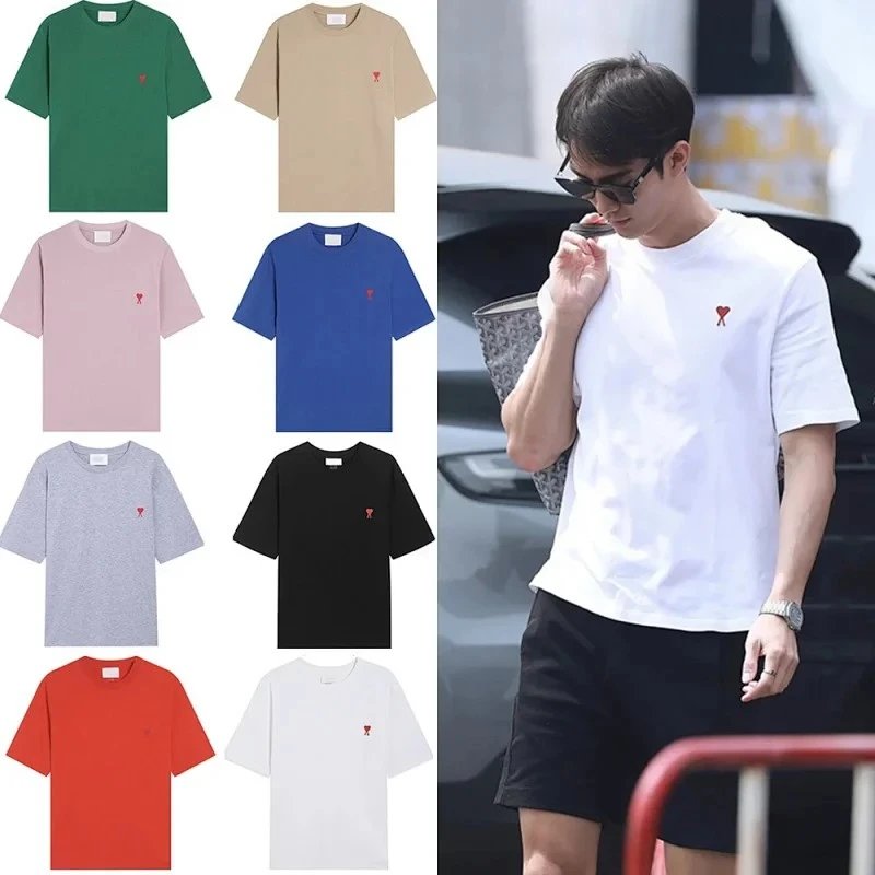 Short-sleeved T-shirts for men and women, round ne