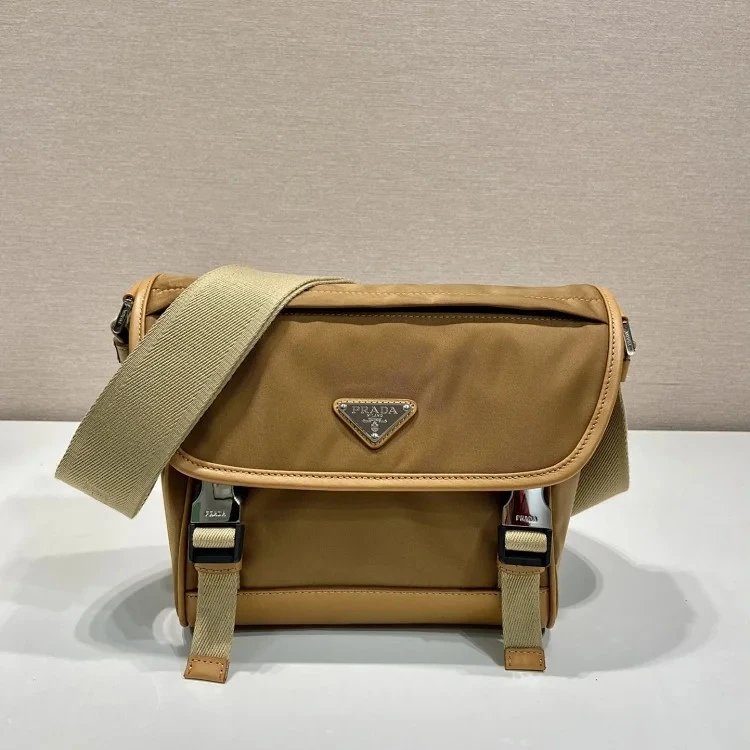 Prada Re-Nylon Messenger Bag Beige Crossbody Bag