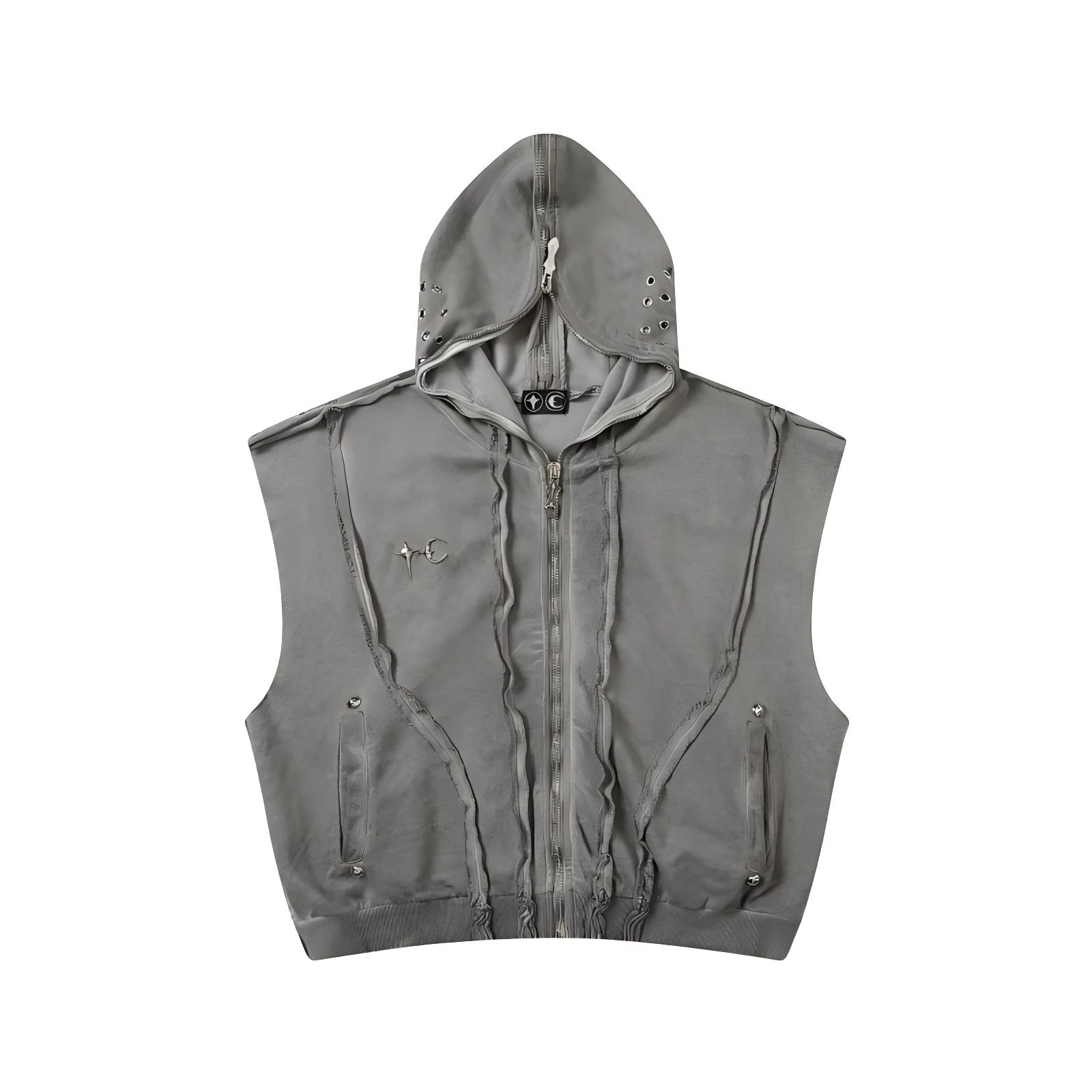 Grey Sleeveless Hoodie