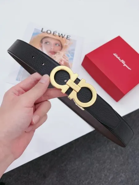 Salvatore Ferragamo Gancini Belt Black Leather - 1