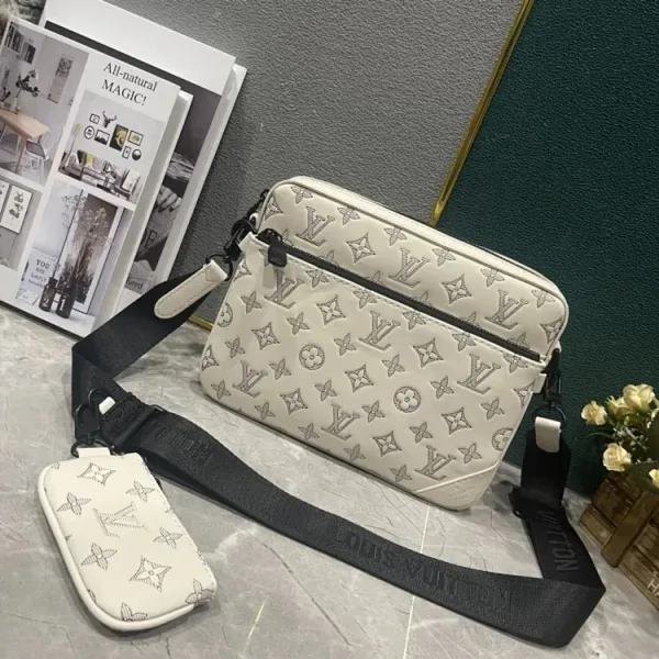 Louis Vuitton Monogram Eclipse White Crossbody Bag with Detachable Pouch - 1