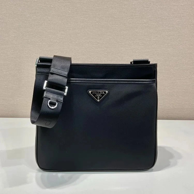 Prada Re-Nylon Messenger Bag Black Crossbody Bag
