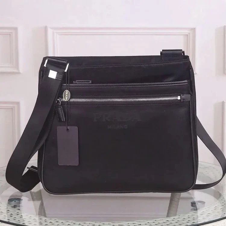 Prada Re-Nylon Messenger Bag Black Crossbody Bag