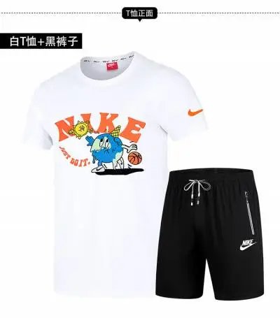 Nike Graphic Print T-Shirt and Shorts Set White/Black