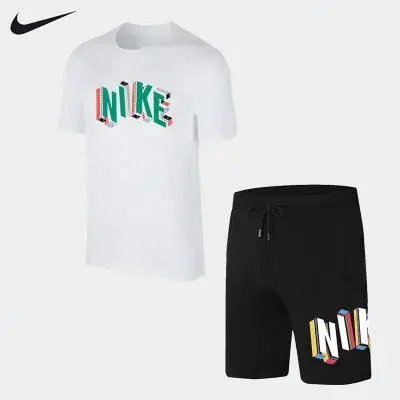 Nike Graphic Logo T-Shirt and Shorts Set White/Black Multicolor