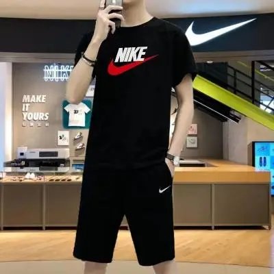 Nike Swoosh Logo Black T-Shirt and Shorts Set