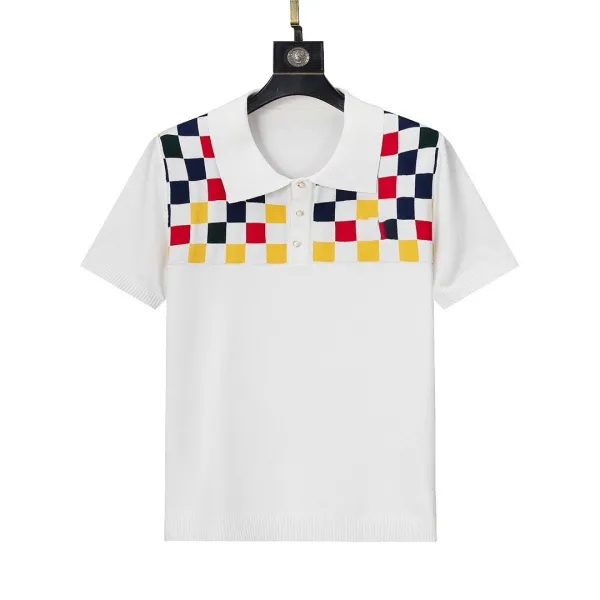 Design Checkerboard Panel Polo White Tops.polo - 1