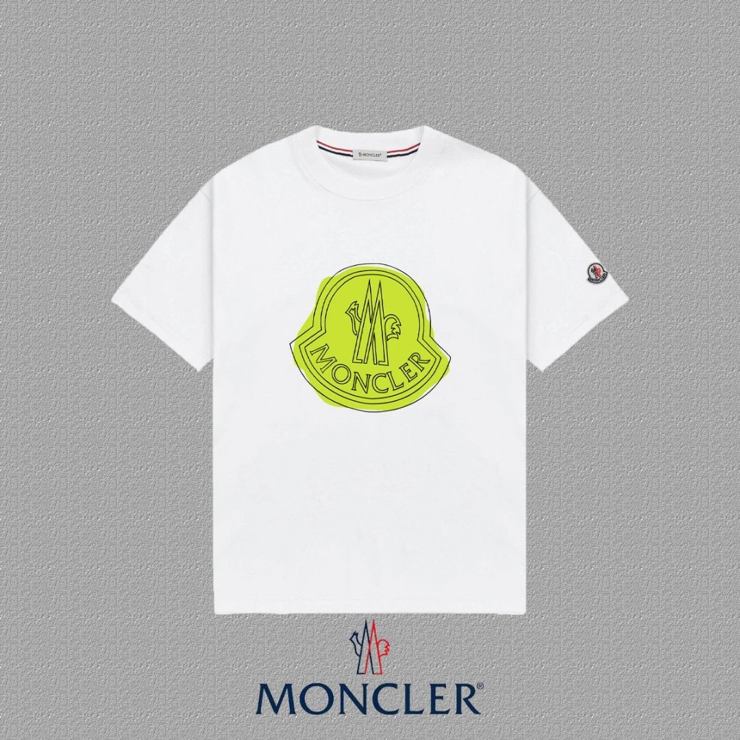 Moncler Vertical Stripe Graphic White T-Shirt - 4