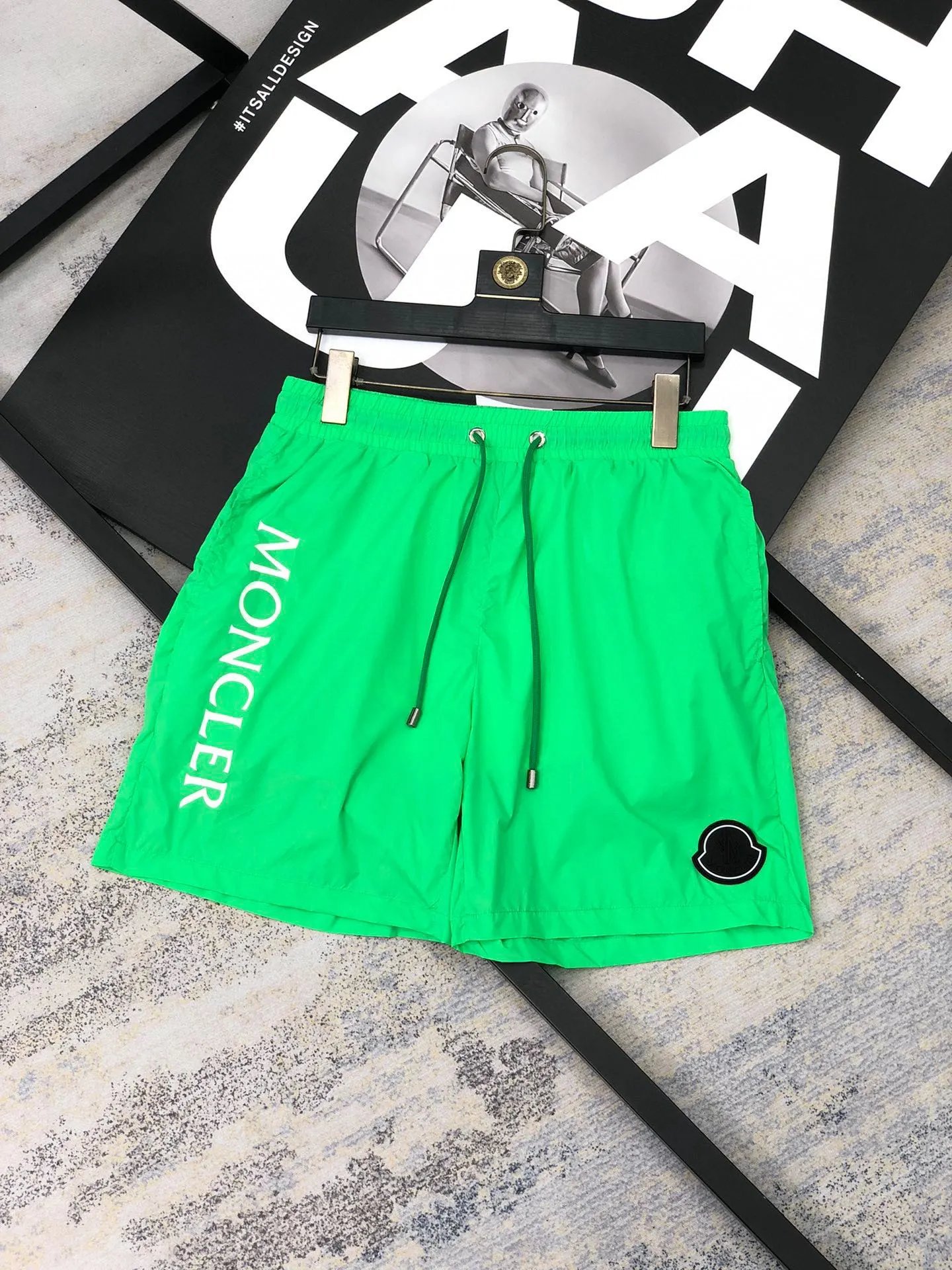 Moncler Side Logo Swim Shorts Green
