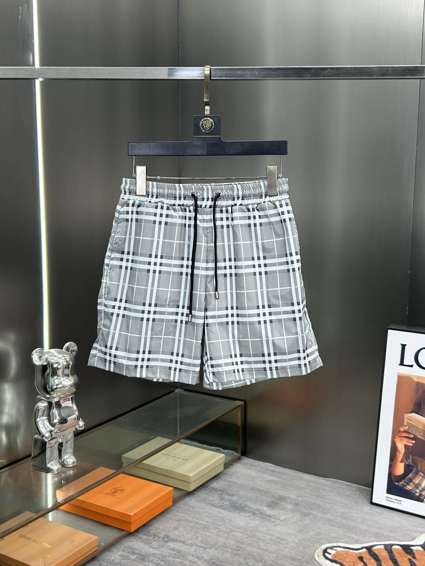 Burberry Check Swim Shorts Light Grey