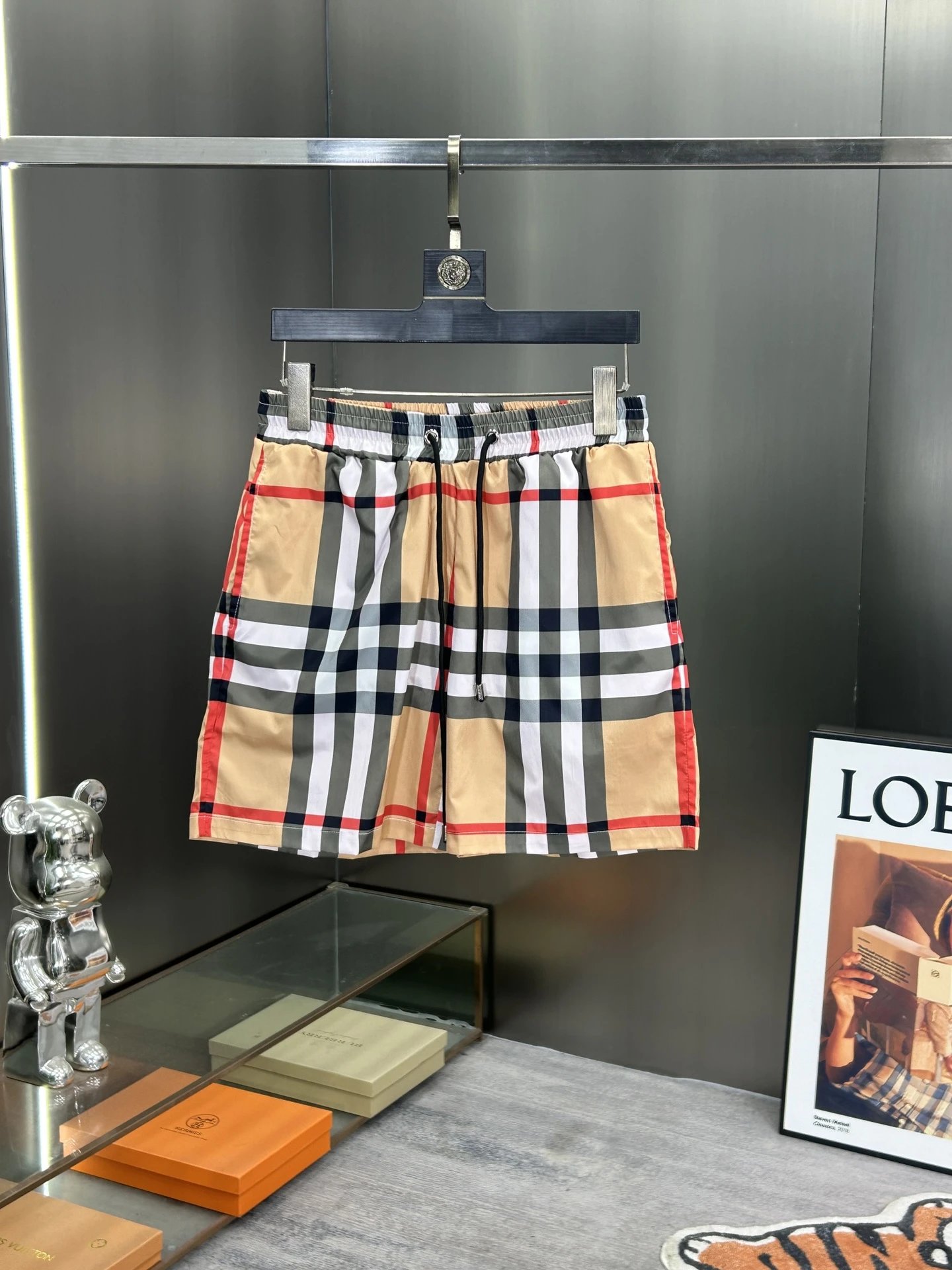 Burberry House Check Swim Shorts Beige/Red Side Panel