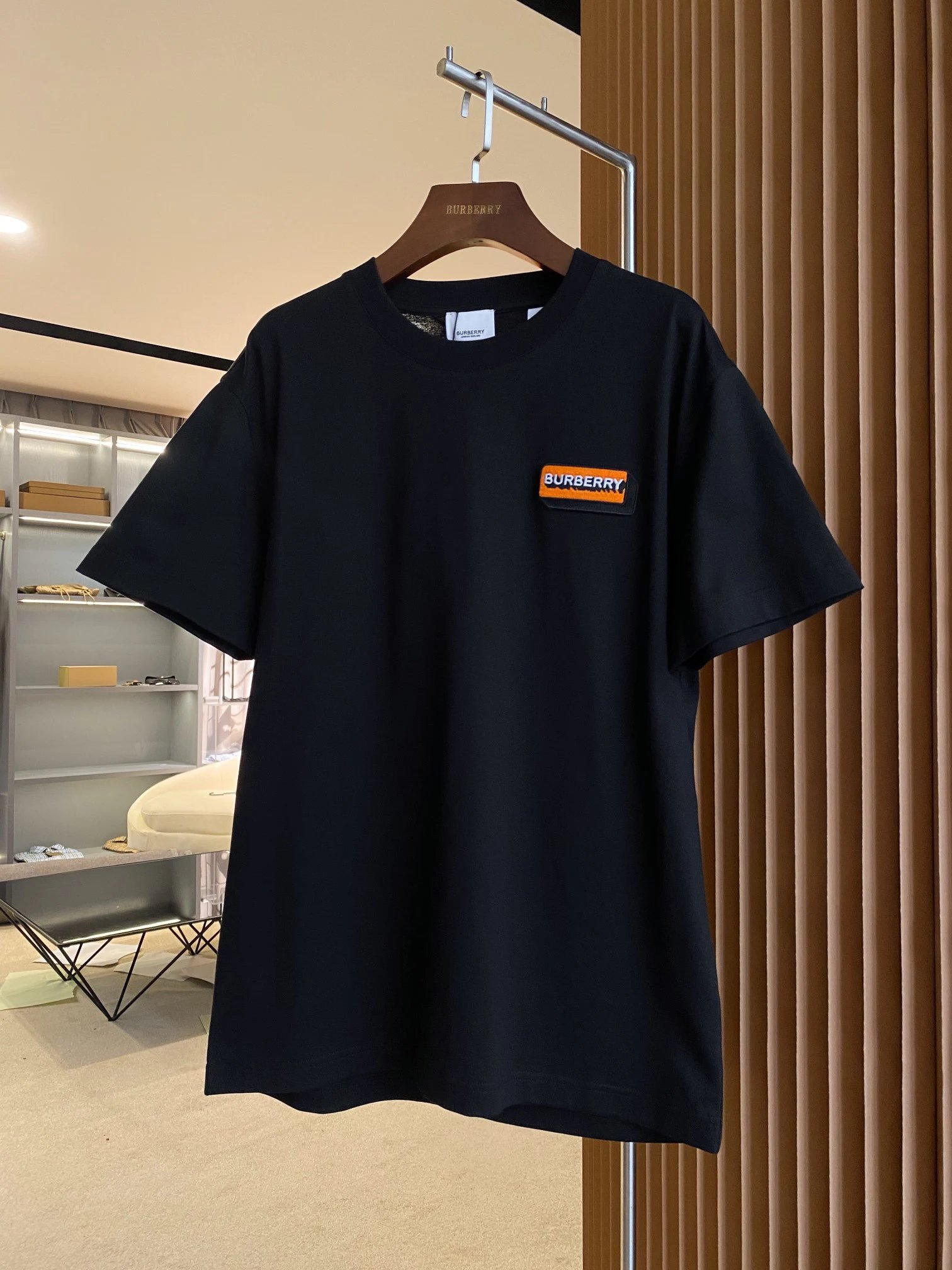 Burberry Label Patch Tee Black Orange