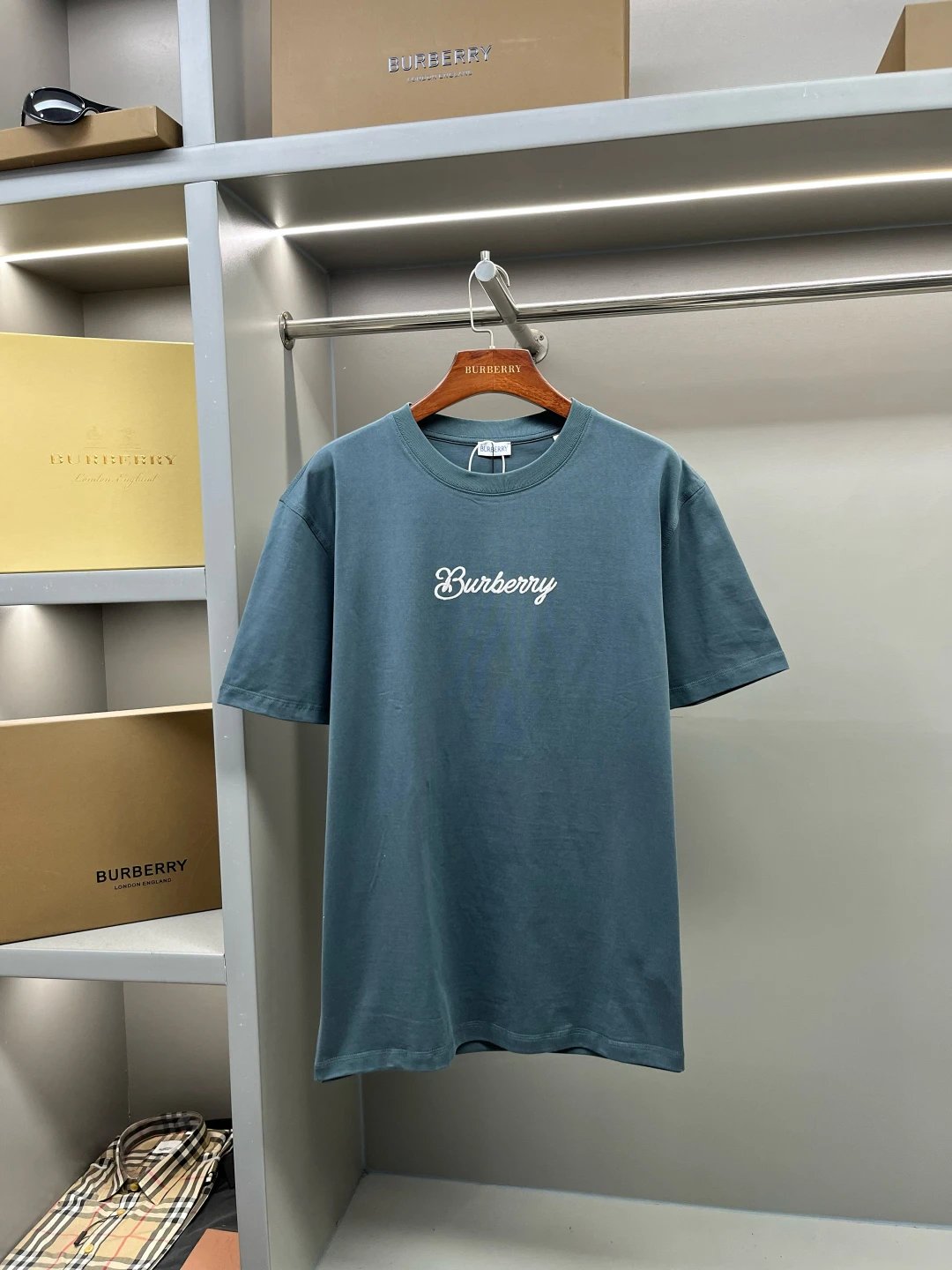 Burberry Script Logo Tee Slate Blue