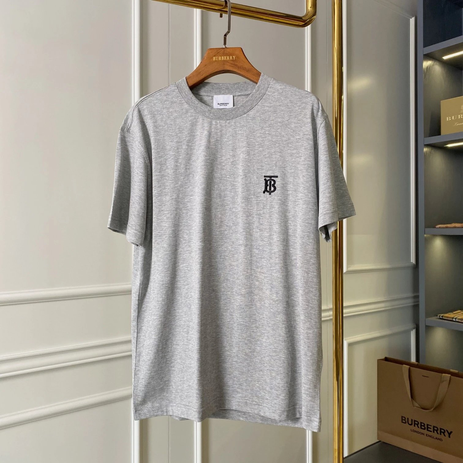 Burberry TB Monogram Embroidered Tee Grey