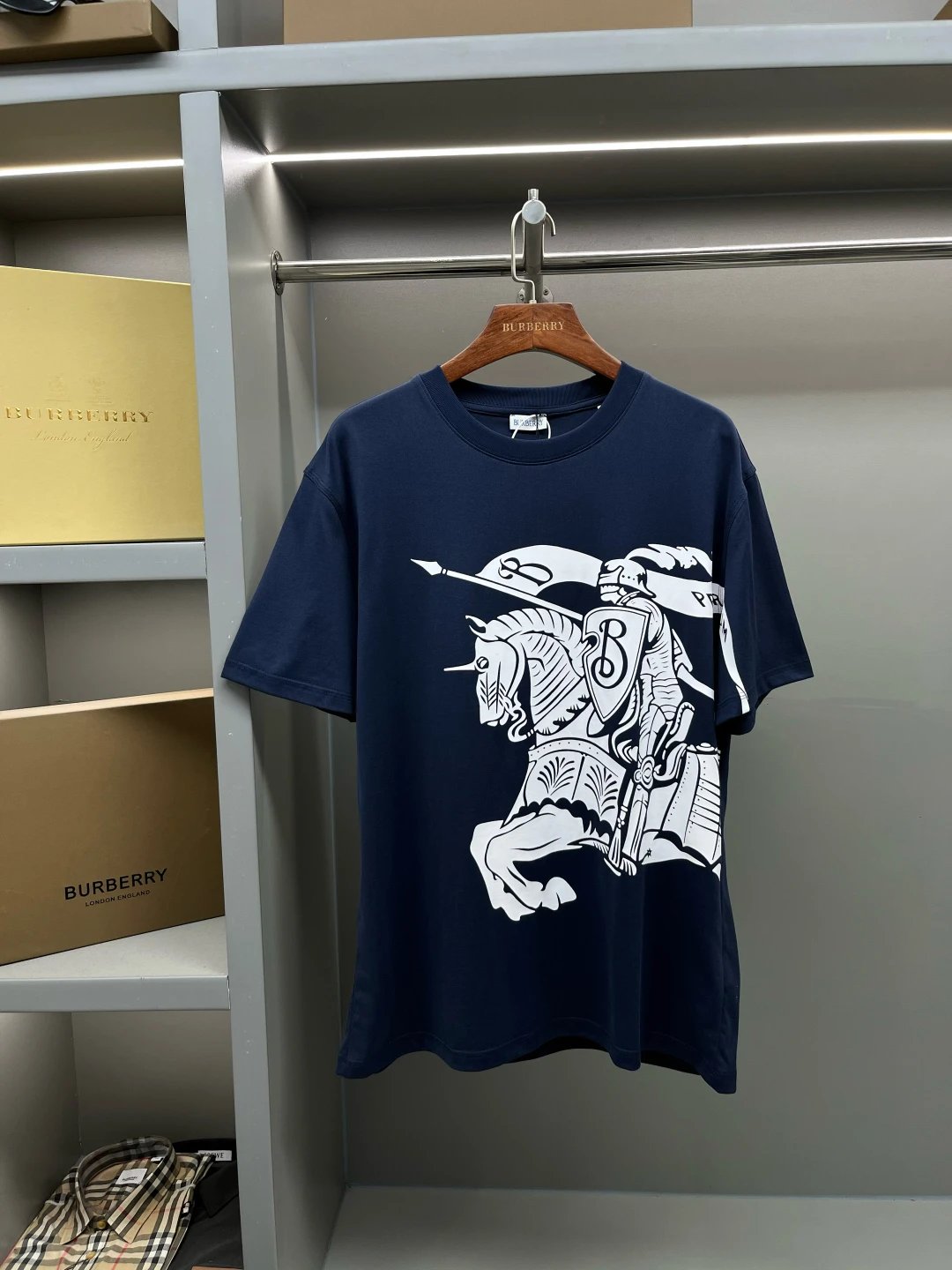 Burberry Equestrian Knight Graphic Tee Navy White