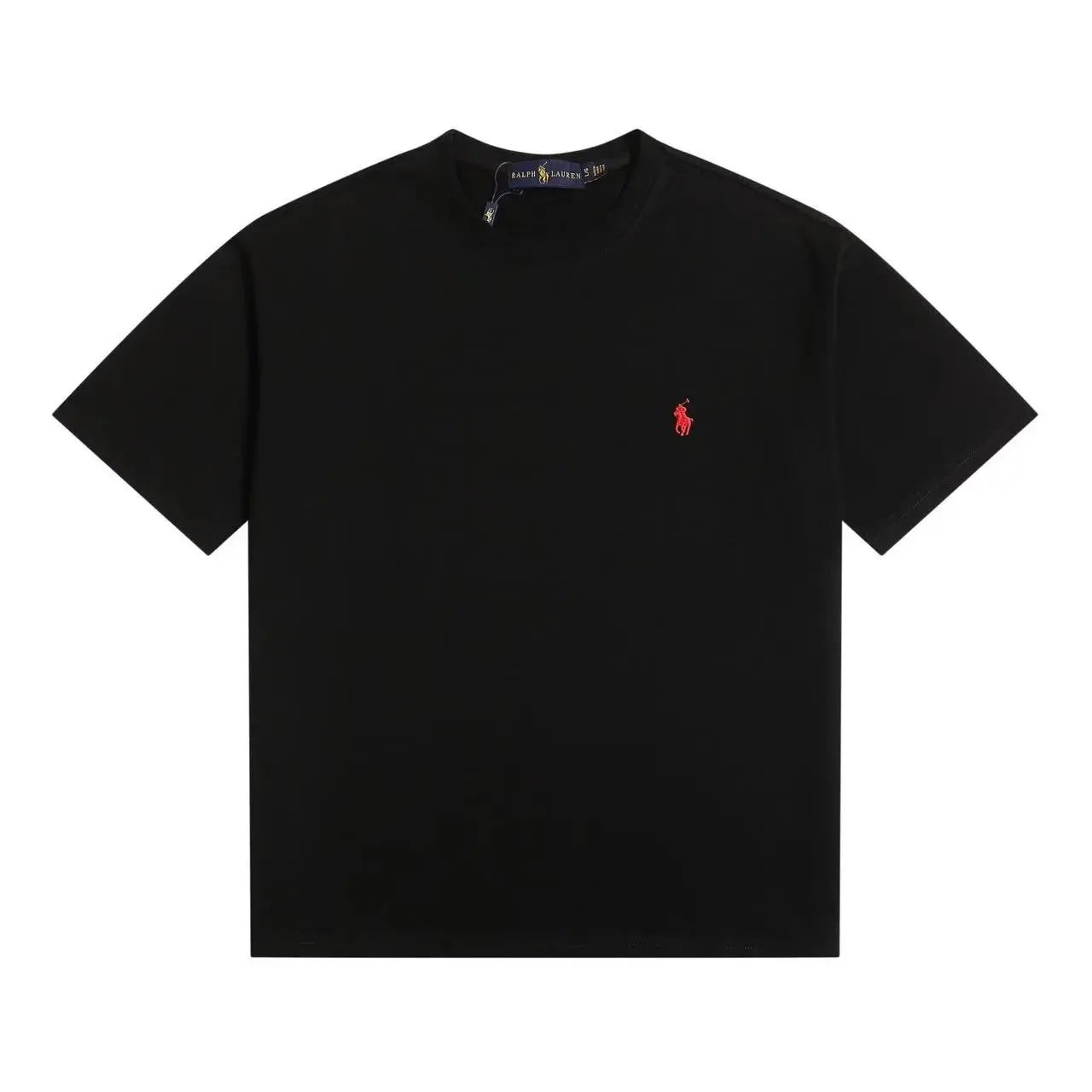 Ralph Lauren Ralph Lauren Black Cotton T-Shirt with Red Pony Logo Black
