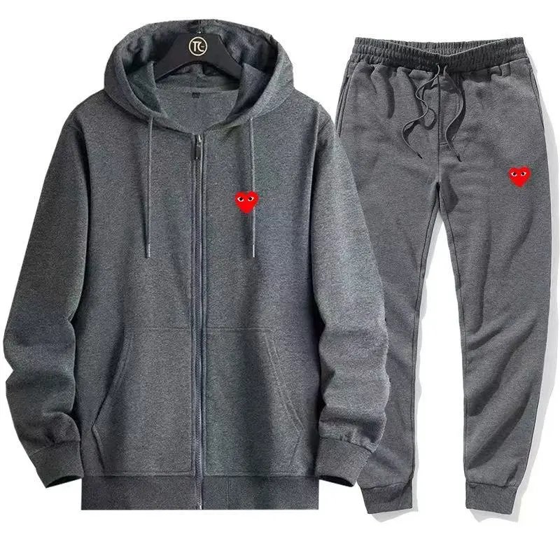 Comme des Garçons Play Comme des Garçons Play Tracksuit in Grey with Red Heart Logo Grey