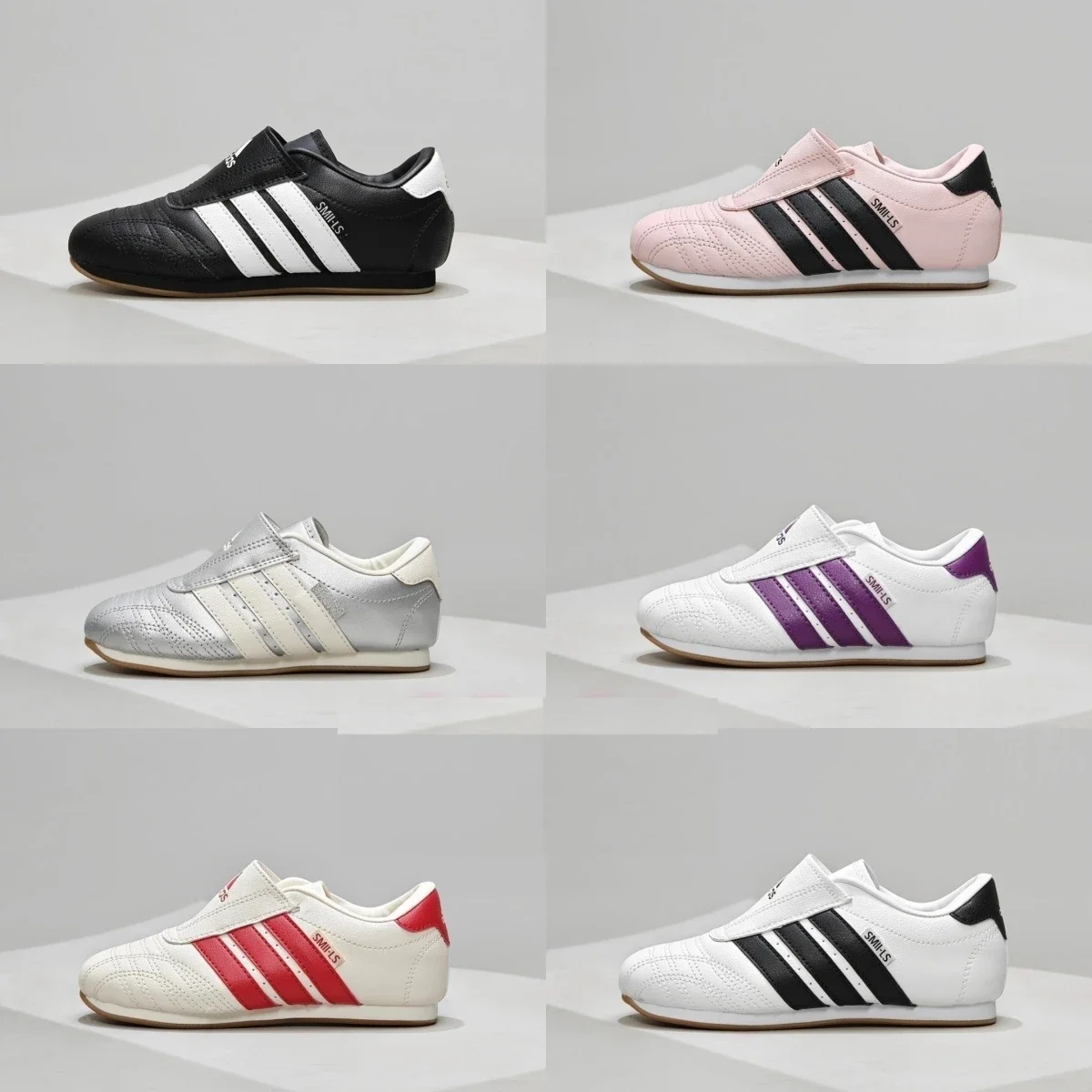 Smiles Kids Leather Sneakers in Black, Pink, Sier, White, and Red