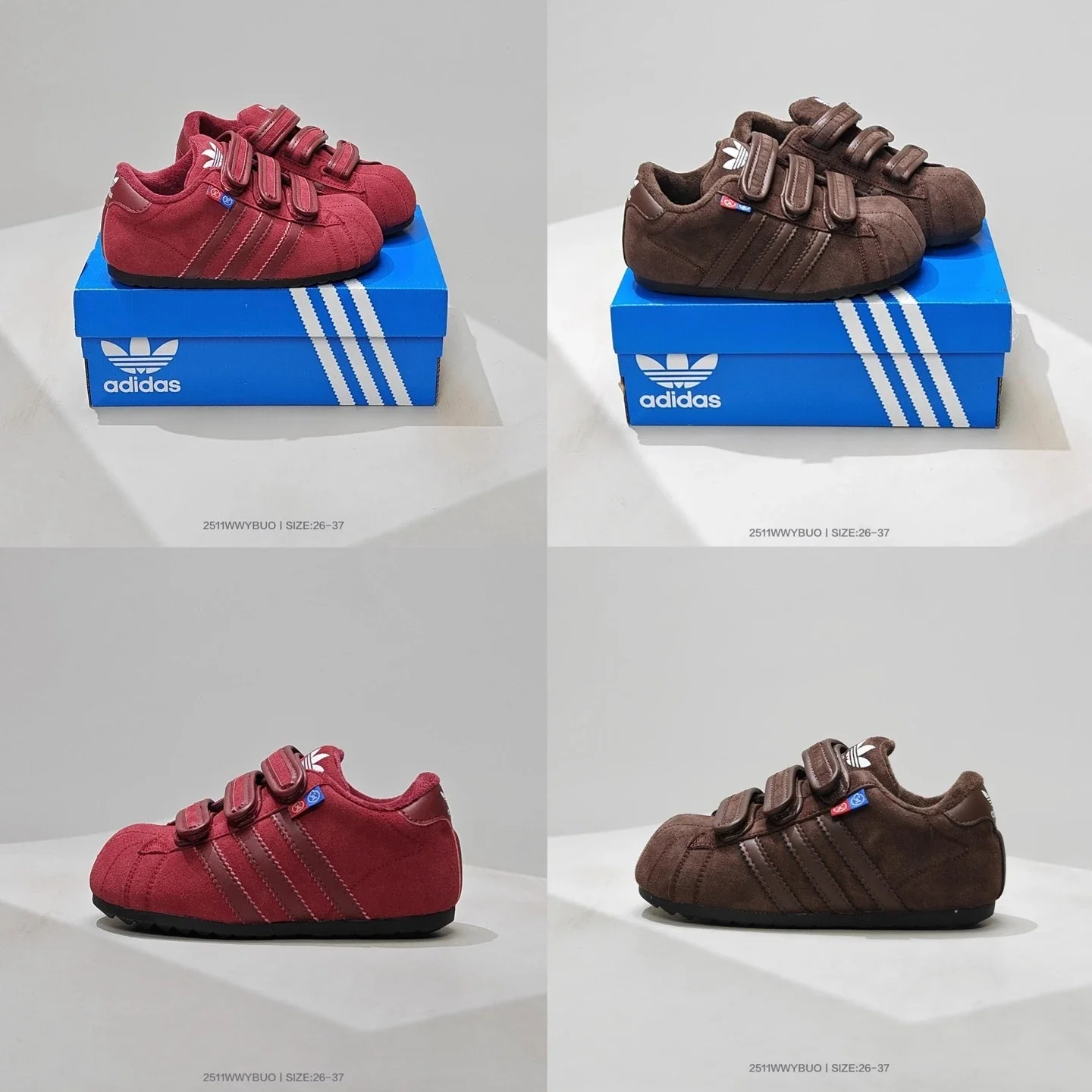 A1didas Red and Brown Velcro Sneakers