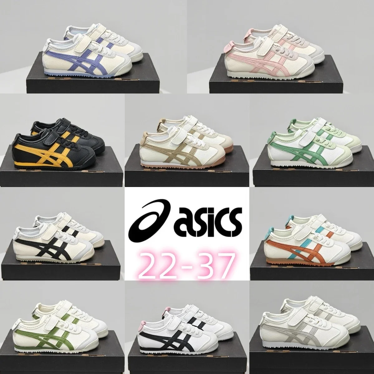 A1SICS White Velcro Sneakers