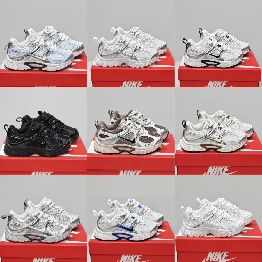 N1ike White and Sier Running Sneakers