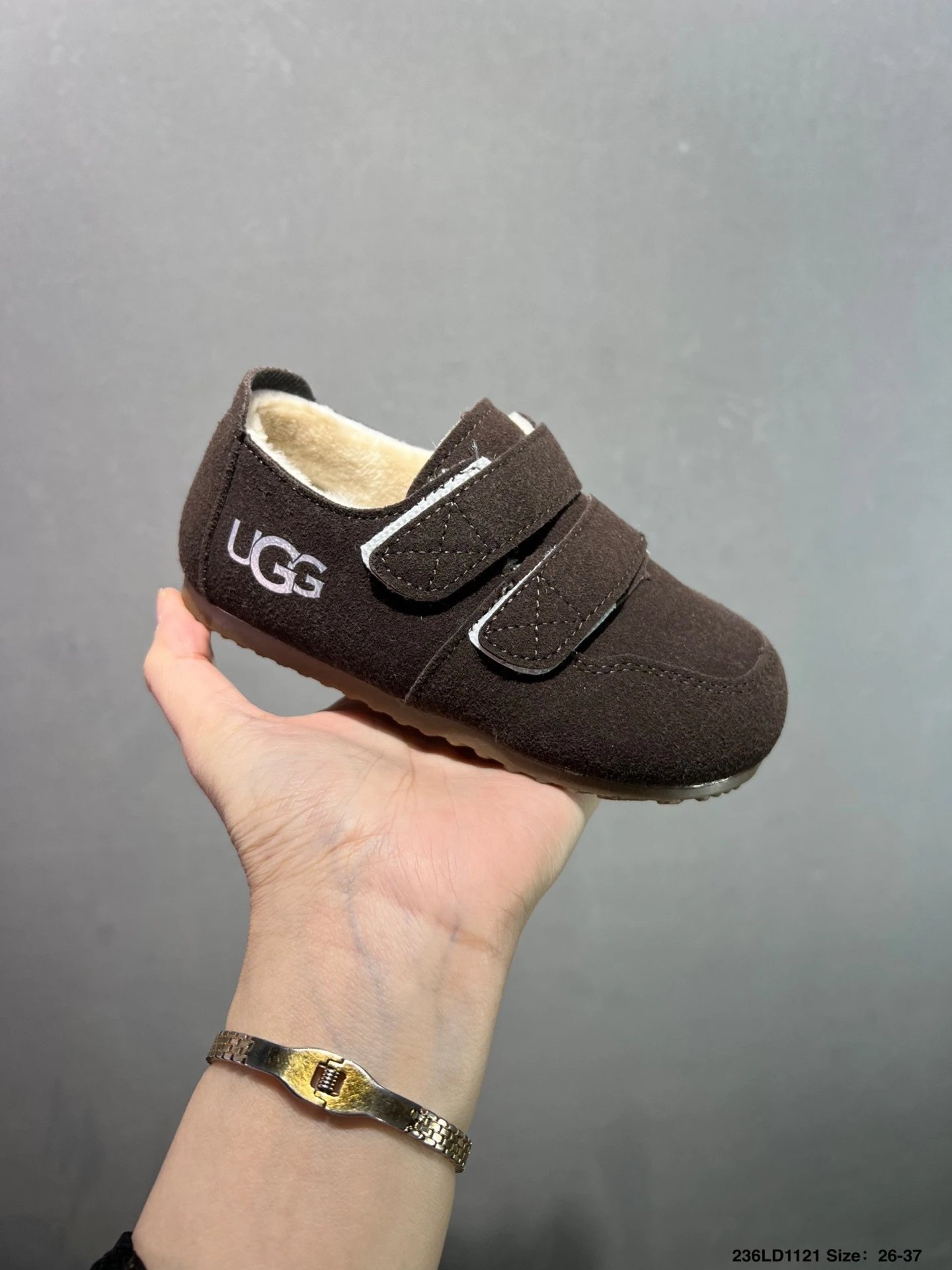 UGG Kids Velcro Slip-On Brown Suede Shoes