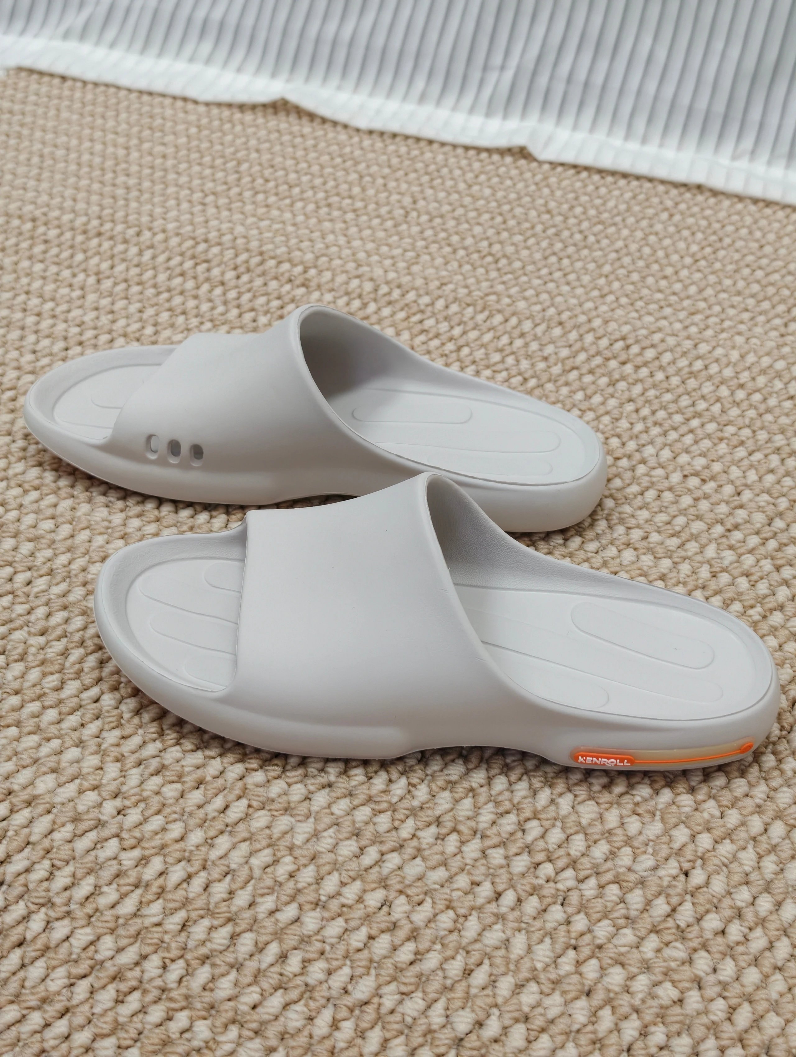 Kenroll Slide Sandals White with Orange Accent Slippers