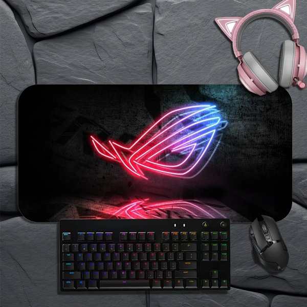 Design ASUS ROG Neon Logo Mousepad with RGB Keyboard and Pink Cat-Ear Headphones Computer... product listing in Litbuy spreadsheet finds