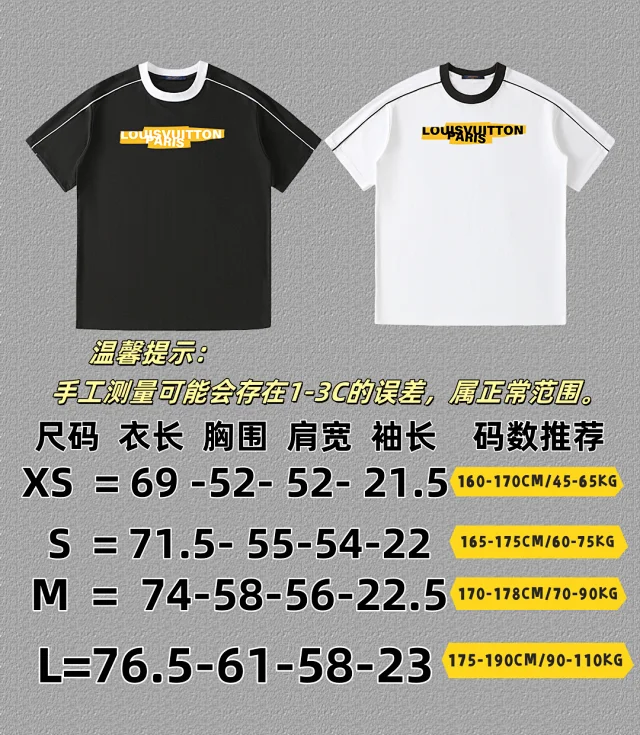 Louis Vuitton T-Shirts Contrast Ringer Collar and Shoulder Piping Graphic T-Shirt product detail image 9